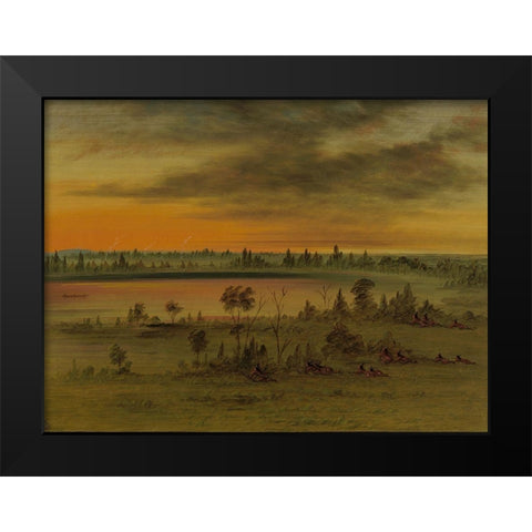 A Sioux War Party Black Modern Wood Framed Art Print by Catlin, George