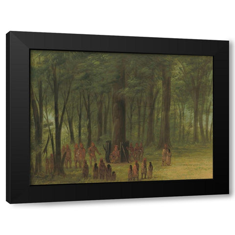 Funeral of Black Hawk - Saukie Black Modern Wood Framed Art Print with Double Matting by Catlin, George