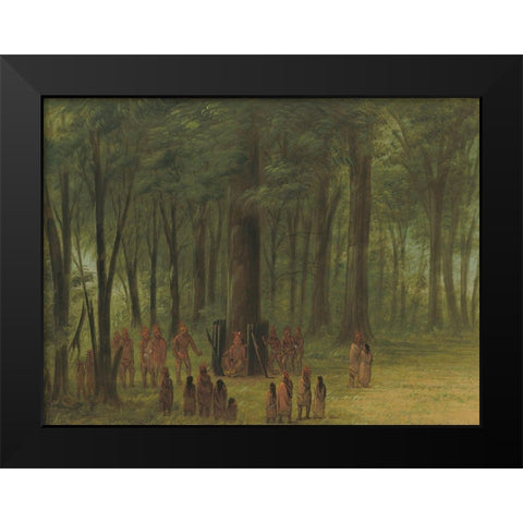Funeral of Black Hawk - Saukie Black Modern Wood Framed Art Print by Catlin, George