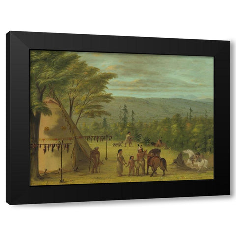 The Cheyenne Brothers Starting on Their Fall Hunt Black Modern Wood Framed Art Print with Double Matting by Catlin, George