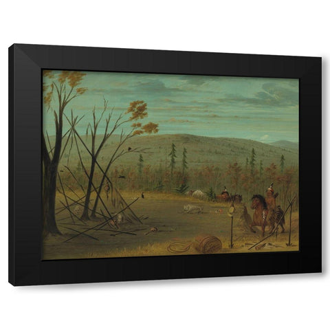 The Cheyenne Brothers Returning from Their Fall Hunt Black Modern Wood Framed Art Print by Catlin, George