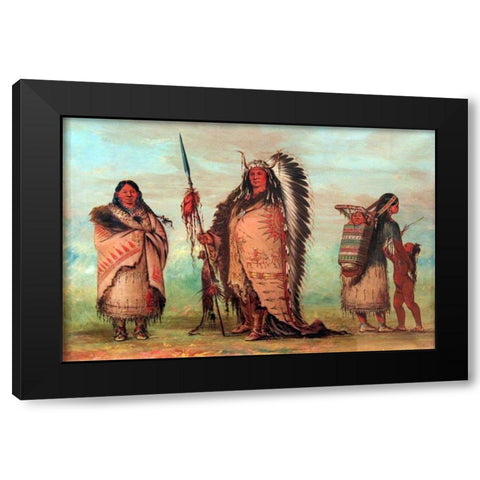 Sioux, Black Rock with family Black Modern Wood Framed Art Print by Catlin, George