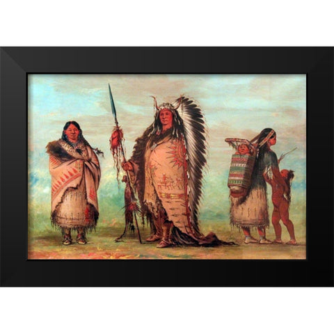 Sioux, Black Rock with family Black Modern Wood Framed Art Print by Catlin, George