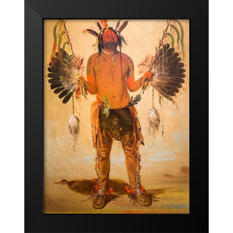 Old Bear, a Medicine Man Black Modern Wood Framed Art Print by Catlin, George