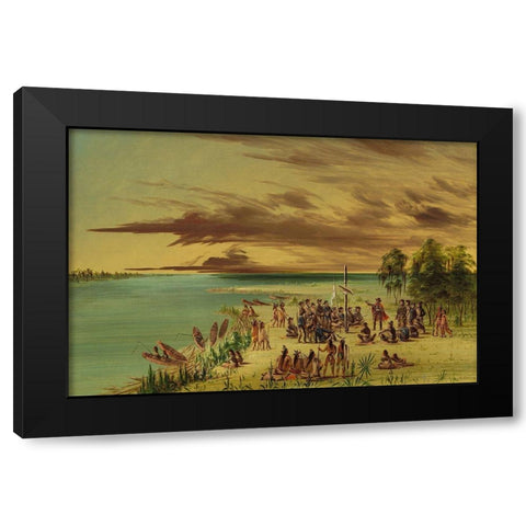La Salle Claiming Louisiana for France. April 9, 1682 Black Modern Wood Framed Art Print with Double Matting by Catlin, George