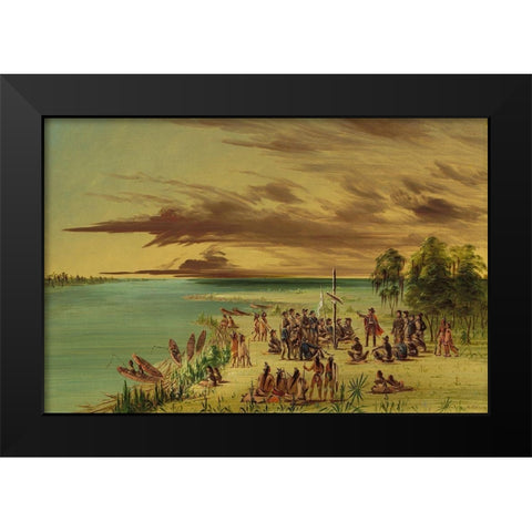 La Salle Claiming Louisiana for France. April 9, 1682 Black Modern Wood Framed Art Print by Catlin, George
