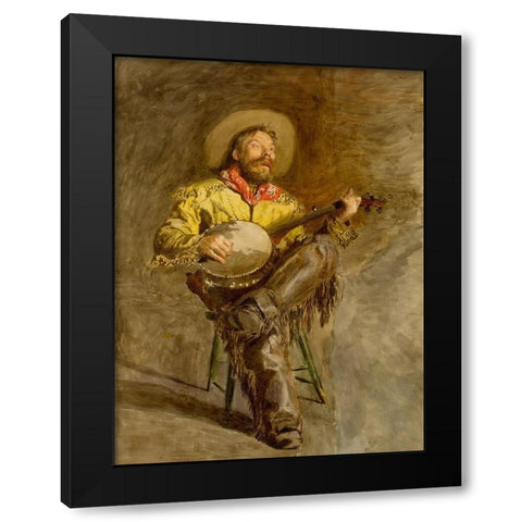 The Singing Cowboy Black Modern Wood Framed Art Print with Double Matting by Eakins, Thomas