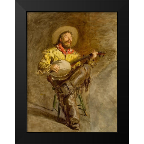 The Singing Cowboy Black Modern Wood Framed Art Print by Eakins, Thomas