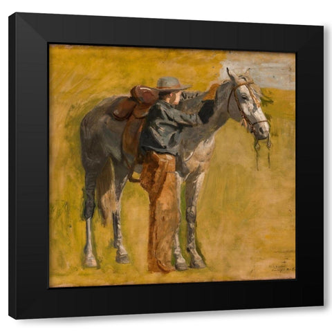Study for Cowboys in the Badlands Black Modern Wood Framed Art Print by Eakins, Thomas