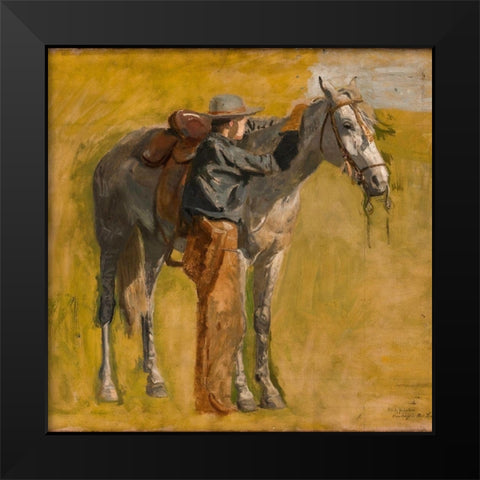 Study for Cowboys in the Badlands Black Modern Wood Framed Art Print by Eakins, Thomas