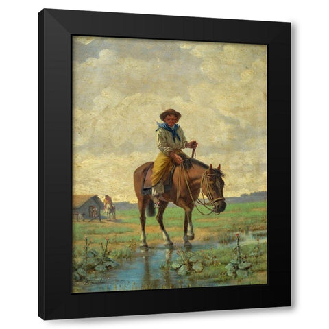 A cowboy Black Modern Wood Framed Art Print with Double Matting by Bouchet, Jose