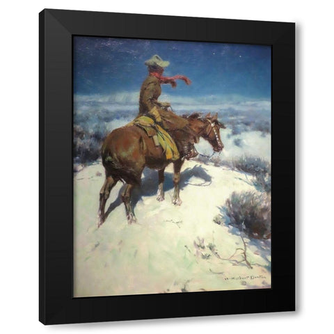 The Lonely Vigil Black Modern Wood Framed Art Print with Double Matting by Dunton, William Herbert