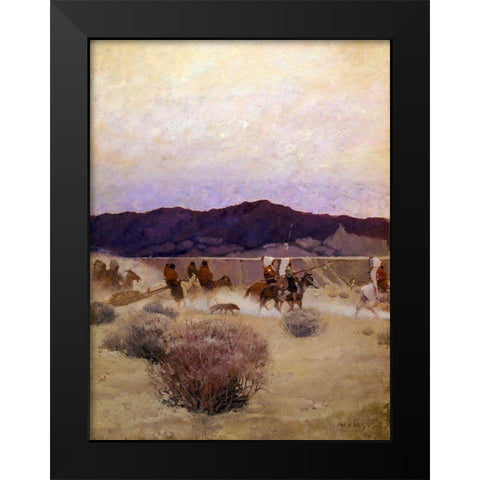 Moving Camp Black Modern Wood Framed Art Print by Wyeth, N.C.