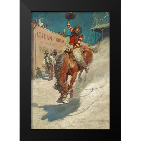 Bronco Buster Black Modern Wood Framed Art Print by Wyeth, N.C.