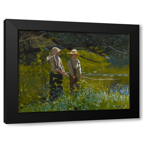 Fishing Black Modern Wood Framed Art Print with Double Matting by Homer, Winslow