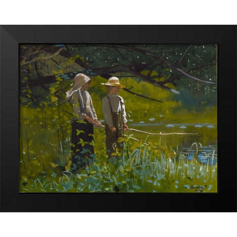 Fishing Black Modern Wood Framed Art Print by Homer, Winslow