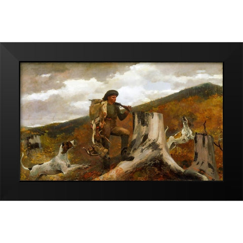 A huntsman and dogs Black Modern Wood Framed Art Print by Homer, Winslow