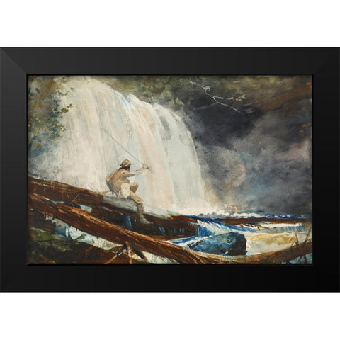 Waterfall in the Adirondacks Black Modern Wood Framed Art Print by Homer, Winslow