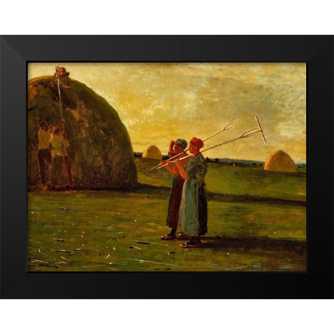 Haymakers Black Modern Wood Framed Art Print by Homer, Winslow