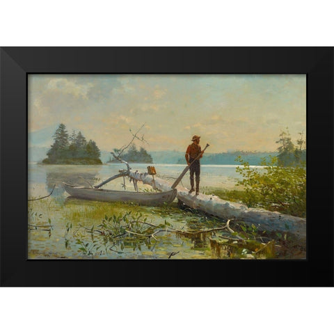 The Trapper Black Modern Wood Framed Art Print by Homer, Winslow