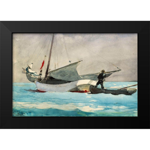 Stowing Sail Black Modern Wood Framed Art Print by Homer, Winslow