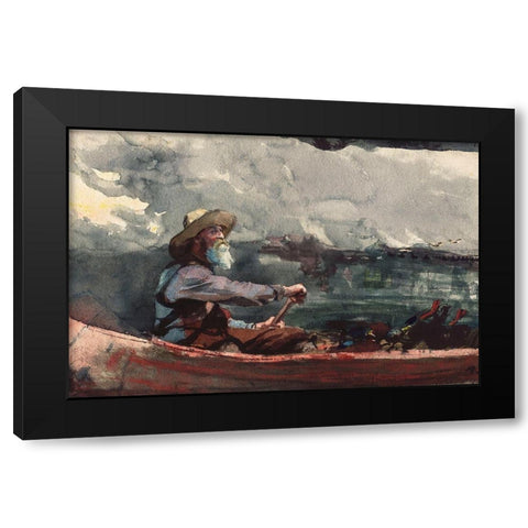 Adirondacks Guide Black Modern Wood Framed Art Print with Double Matting by Homer, Winslow