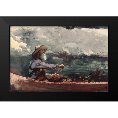 Adirondacks Guide Black Modern Wood Framed Art Print by Homer, Winslow