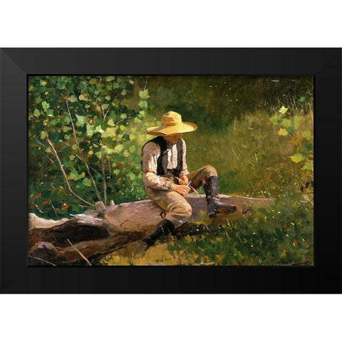 The whittling Boy Black Modern Wood Framed Art Print by Homer, Winslow