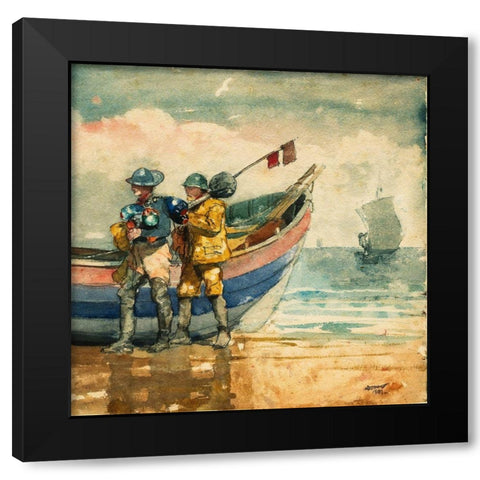 The Return, Tynemouth Black Modern Wood Framed Art Print by Homer, Winslow