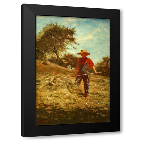 Haymaking Black Modern Wood Framed Art Print with Double Matting by Homer, Winslow