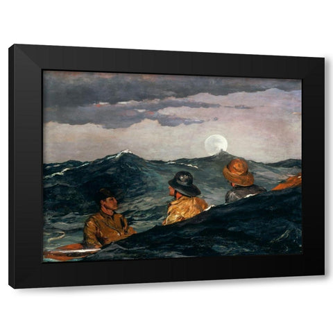 Kissing the Moon Black Modern Wood Framed Art Print by Homer, Winslow