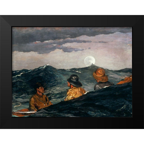 Kissing the Moon Black Modern Wood Framed Art Print by Homer, Winslow
