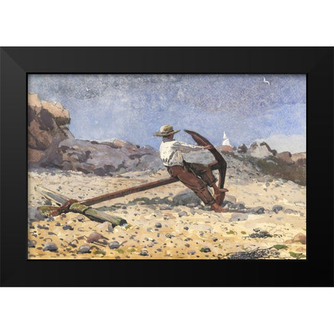 Boy with Anchor Black Modern Wood Framed Art Print by Homer, Winslow