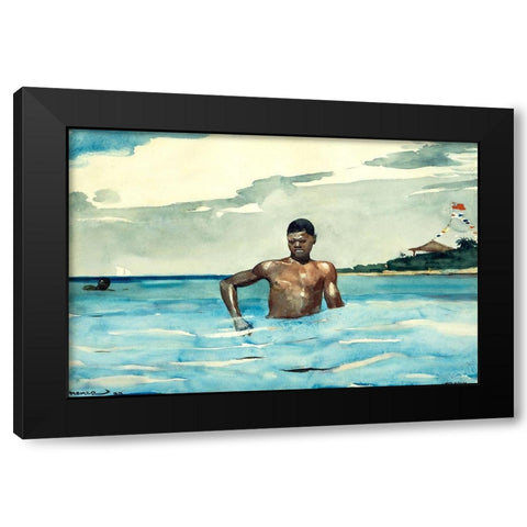 The Bather Black Modern Wood Framed Art Print with Double Matting by Homer, Winslow