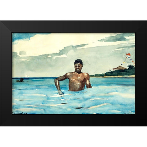 The Bather Black Modern Wood Framed Art Print by Homer, Winslow