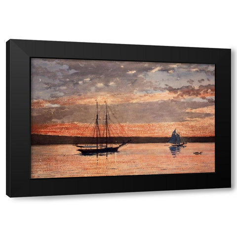Sunset at Gloucester Black Modern Wood Framed Art Print with Double Matting by Homer, Winslow