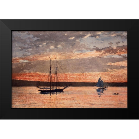 Sunset at Gloucester Black Modern Wood Framed Art Print by Homer, Winslow