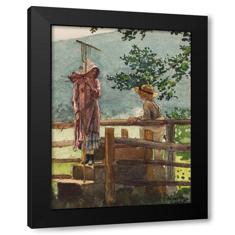 Spring Black Modern Wood Framed Art Print with Double Matting by Homer, Winslow