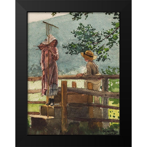 Spring Black Modern Wood Framed Art Print by Homer, Winslow