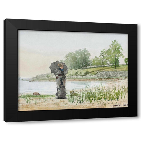 Young Woman Black Modern Wood Framed Art Print with Double Matting by Homer, Winslow