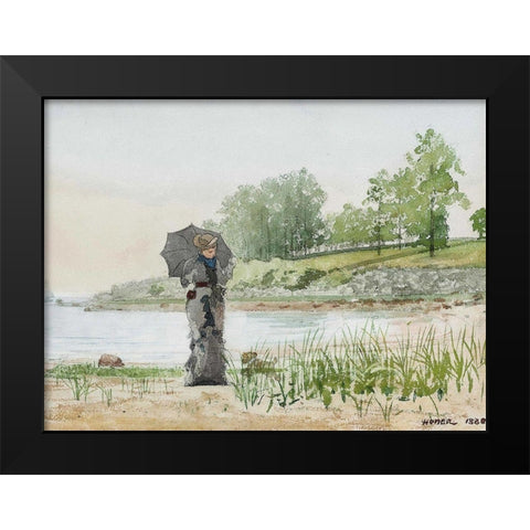 Young Woman Black Modern Wood Framed Art Print by Homer, Winslow