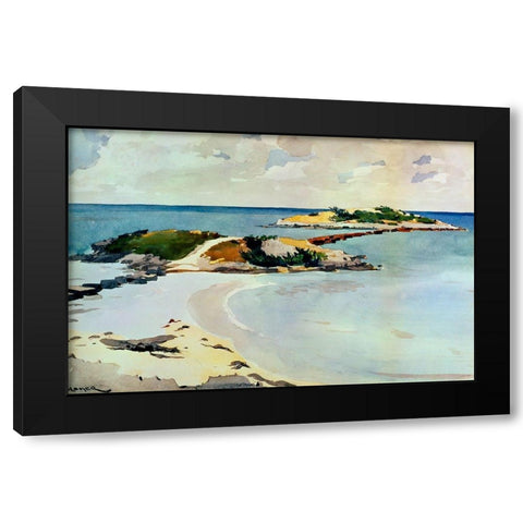 Gallows Island Black Modern Wood Framed Art Print with Double Matting by Homer, Winslow