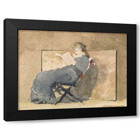 Girl Reading Black Modern Wood Framed Art Print with Double Matting by Homer, Winslow