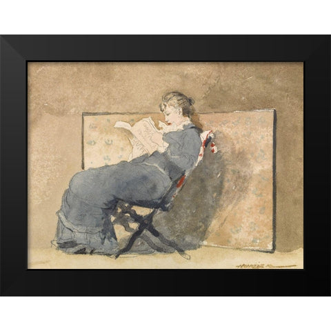Girl Reading Black Modern Wood Framed Art Print by Homer, Winslow
