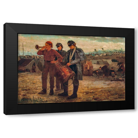 Sounding Reveille Black Modern Wood Framed Art Print with Double Matting by Homer, Winslow