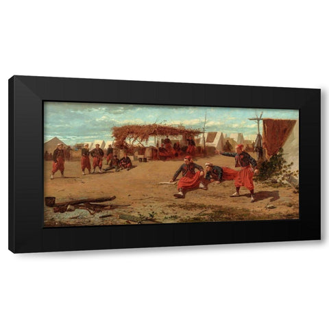 Pitching Quoits Black Modern Wood Framed Art Print with Double Matting by Homer, Winslow
