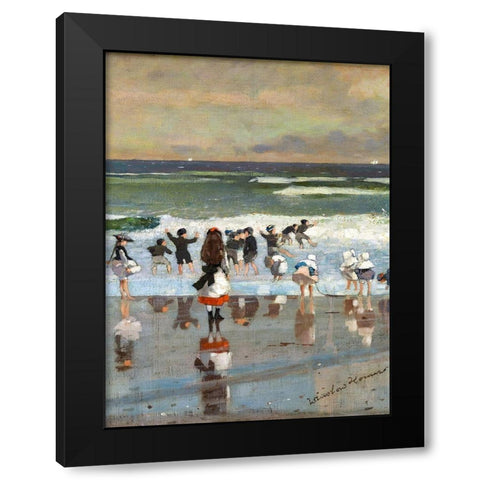 Beach Scene Black Modern Wood Framed Art Print with Double Matting by Homer, Winslow