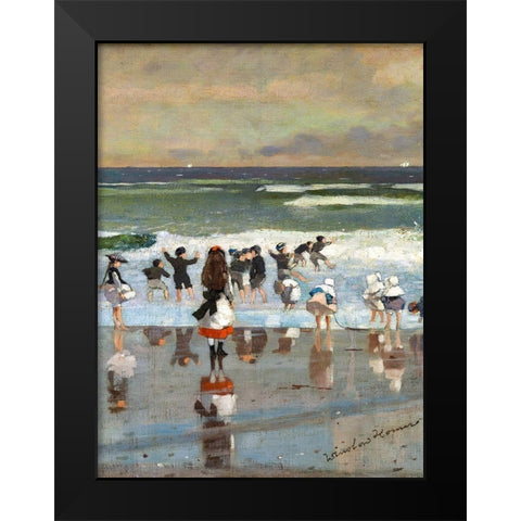 Beach Scene Black Modern Wood Framed Art Print by Homer, Winslow