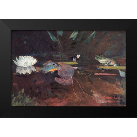 Mink Pond Black Modern Wood Framed Art Print by Homer, Winslow