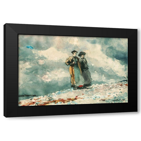 The Outlook, Maine Coast Black Modern Wood Framed Art Print with Double Matting by Homer, Winslow